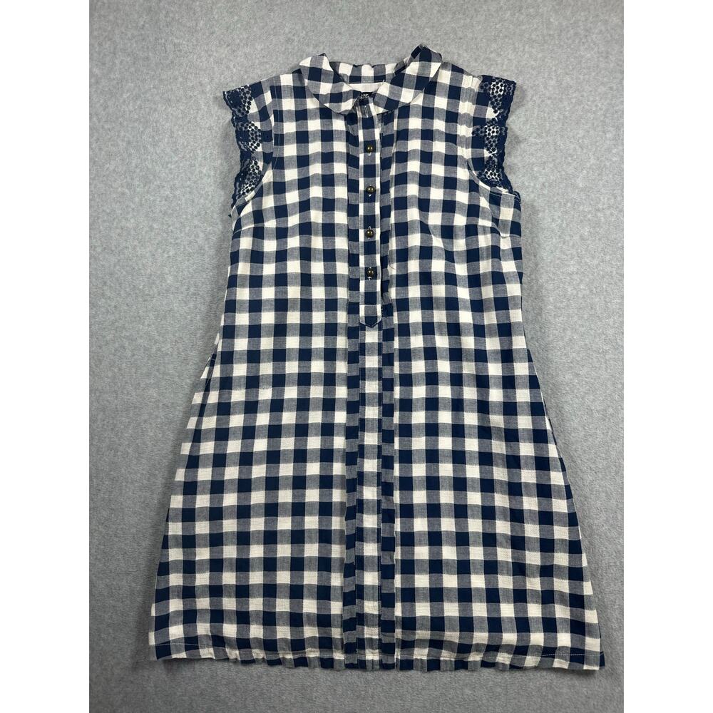 Dear Creatures Gingham Tank Shirt Dress Women's Size XS Blue White Dress